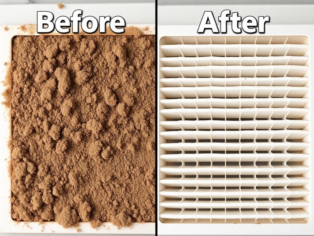 مقارنة فلتر مكيف قبل وبعد التنظيف