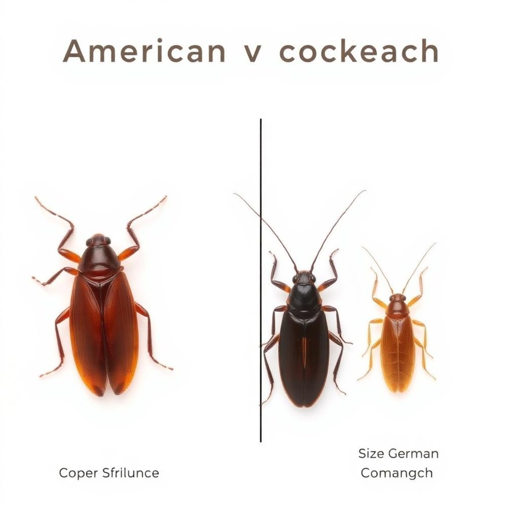 مقارنة حجم الصرصور الأمريكي والألماني