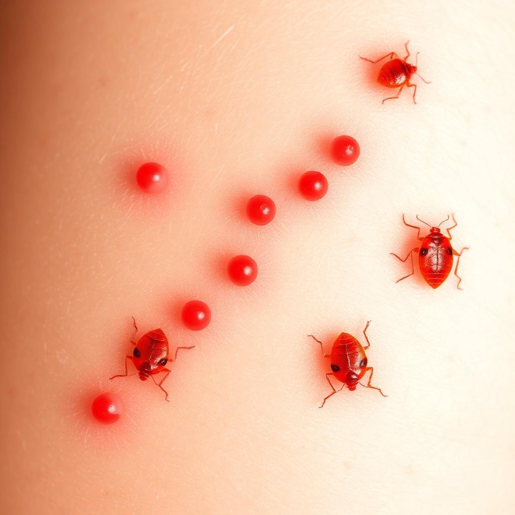 نمط قرصات بق الفراش - ثلاث لدغات متتالية على الجلد