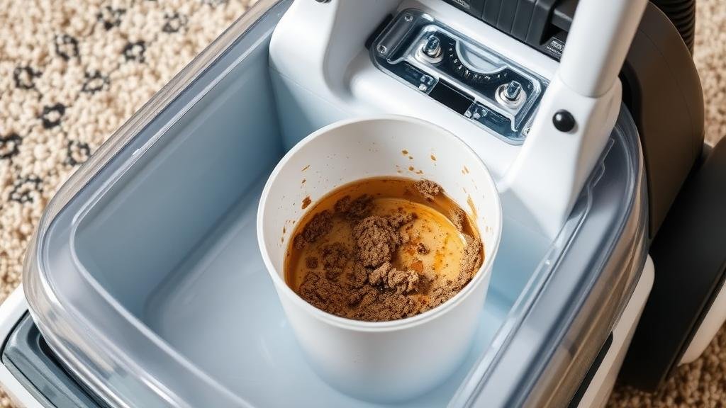 خزان الماء المتسخ في ماكينة السجاد