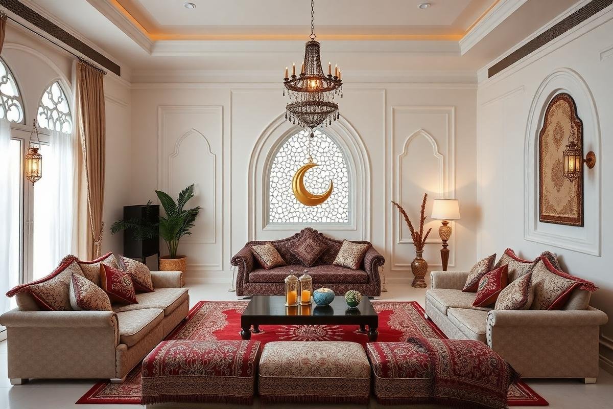 مجلس نظيف ومزين لاستقبال ضيوف رمضان