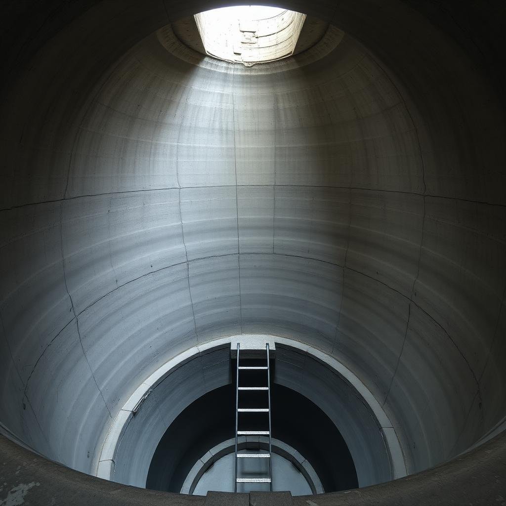 داخل خزان خرساني أرضي مع سلم