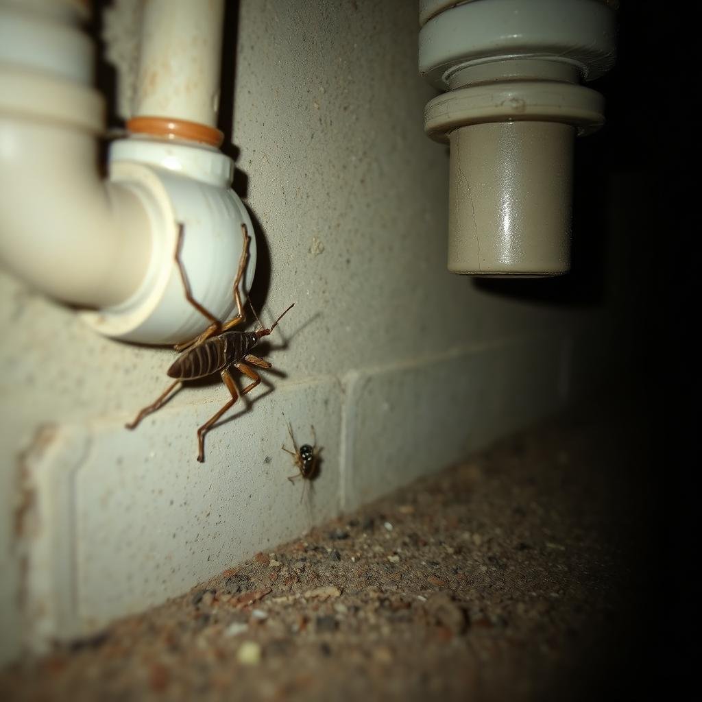 صرصور الليل يختبئ في قبو المنزل بالقرب من الأنابيب