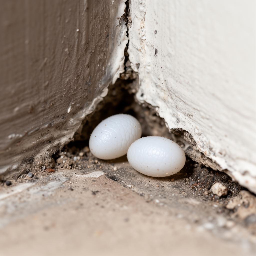 بيض أبو بريص الأبيض الصغير في زوايا المنزل