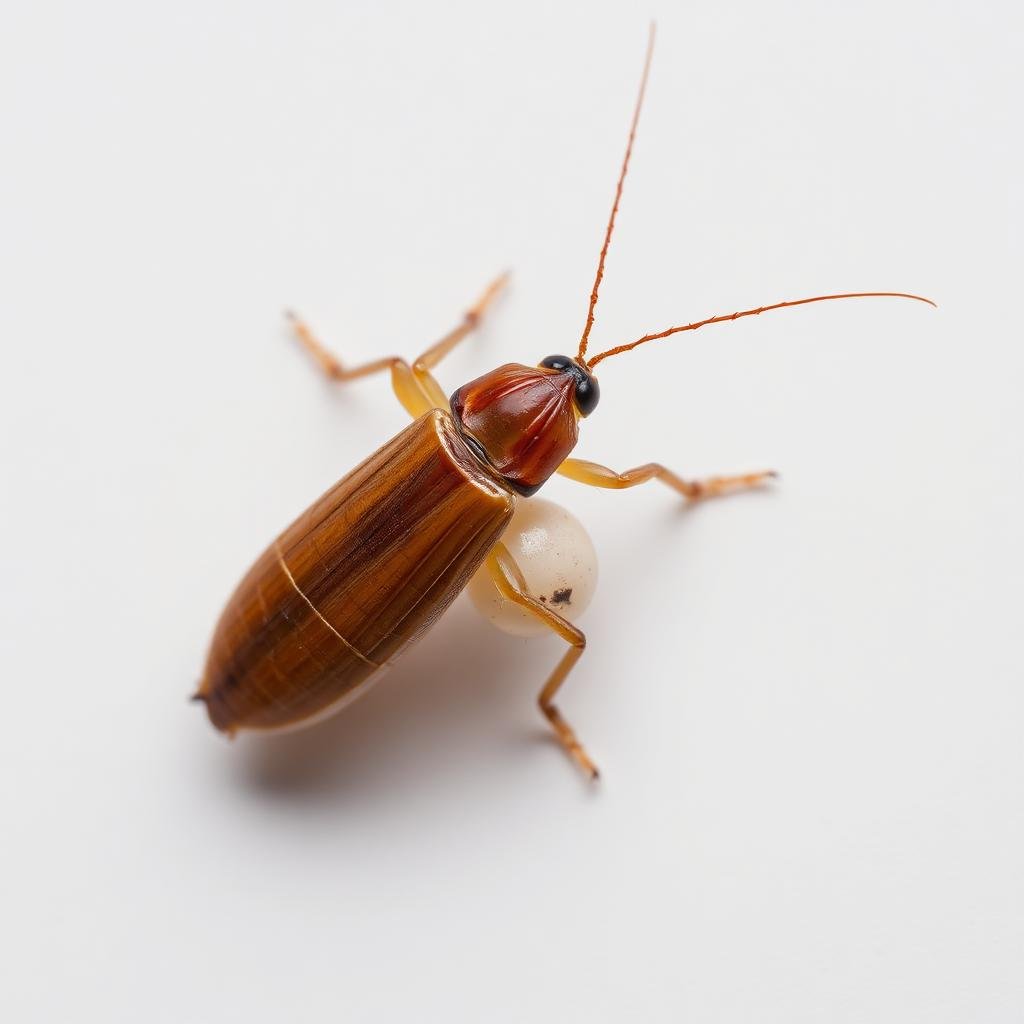 أنثى الصرصور الألماني تحمل كيس البيض (الأوثيكا)