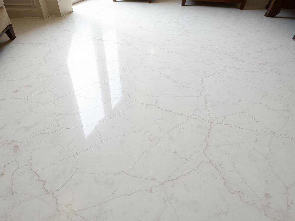 رخام باهت قبل التلميع يظهر فقدان اللمعان