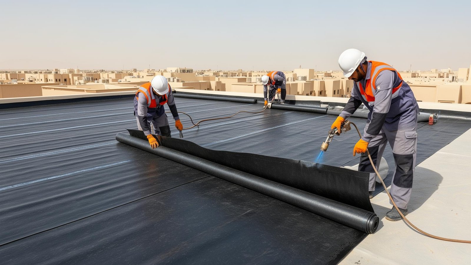 تركيب رولات الممبرين العازلة على السطح