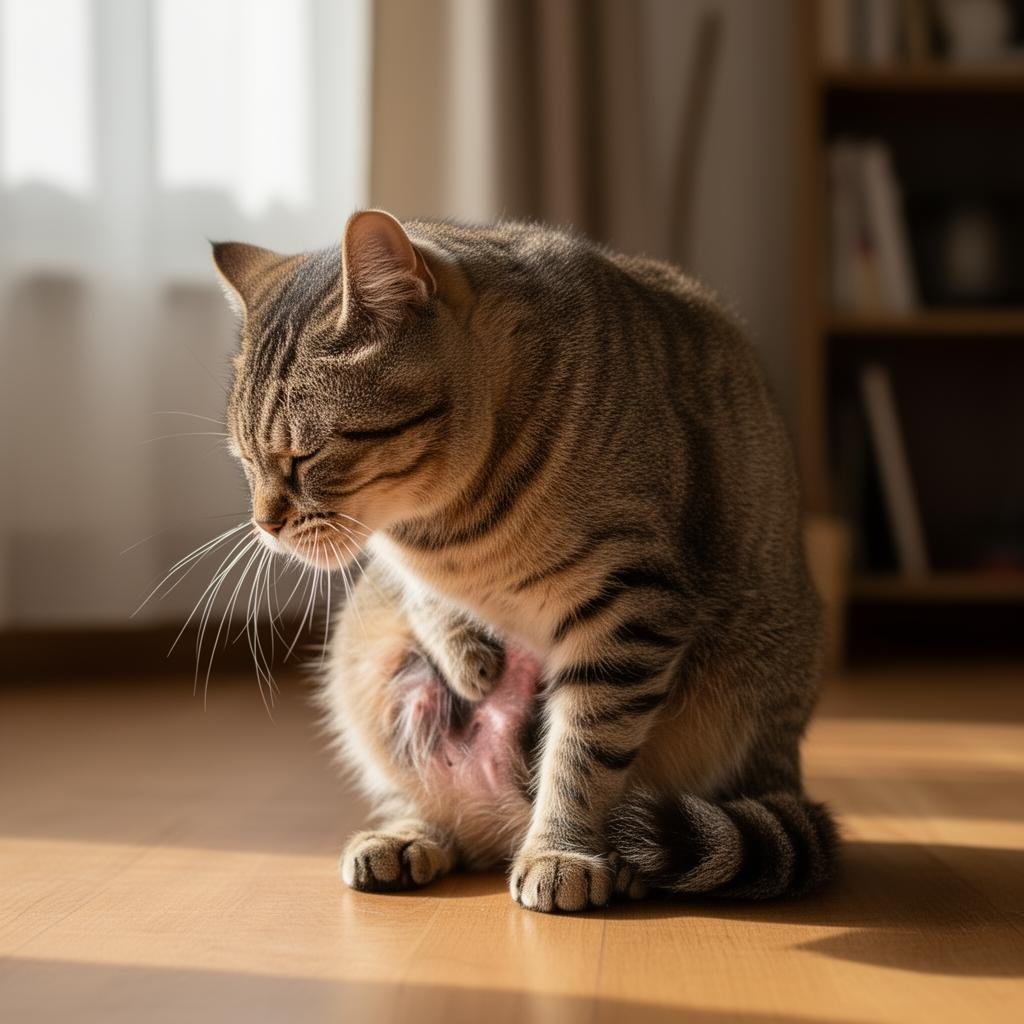 قطة تحك نفسها بسبب البراغيث