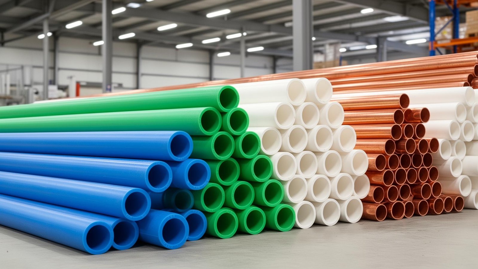 أنواع مواسير السباكة في السعودية - مواسير PPR زرقاء وخضراء ومواسير PVC بيضاء ومواسير نحاسية