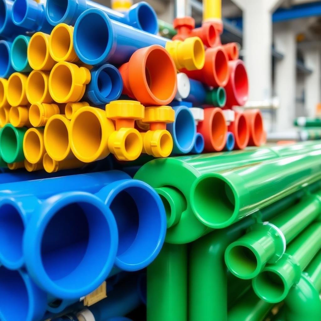 مواسير PPR ملونة - الأزرق للماء البارد والأخضر للماء الساخن مع وصلات متنوعة