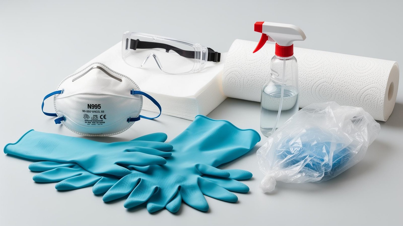 معدات الحماية الشخصية لتنظيف براز الفئران بأمان