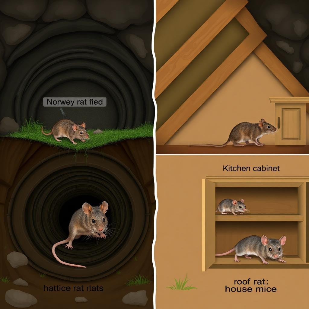 البيئات المفضلة لكل نوع من الفئران