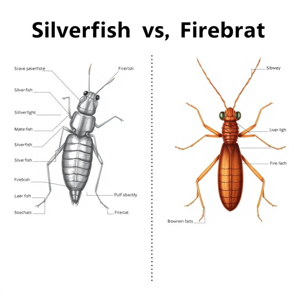 مقارنة بين حشرة السمك الفضي والفايربرات - الفرق في اللون والشكل