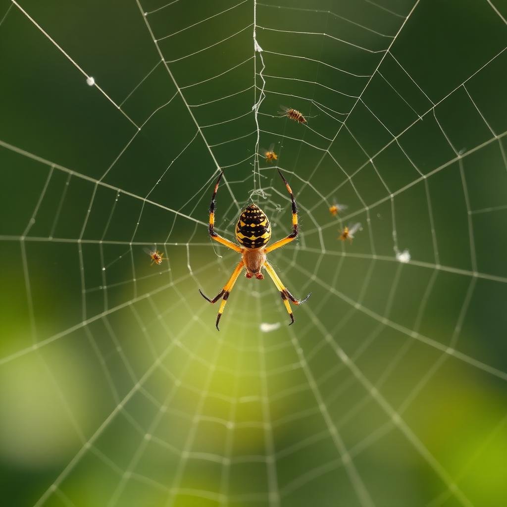شبكة عنكبوت تصطاد الحشرات الضارة