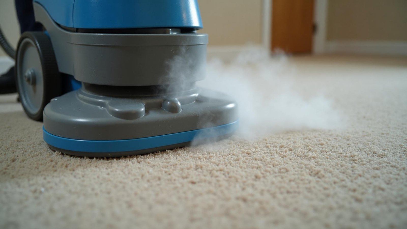 عملية تنظيف السجاد بالبخار باستخدام ماكينة احترافية