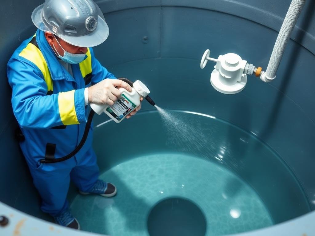 عملية تعقيم خزان المياه بمحلول الكلور