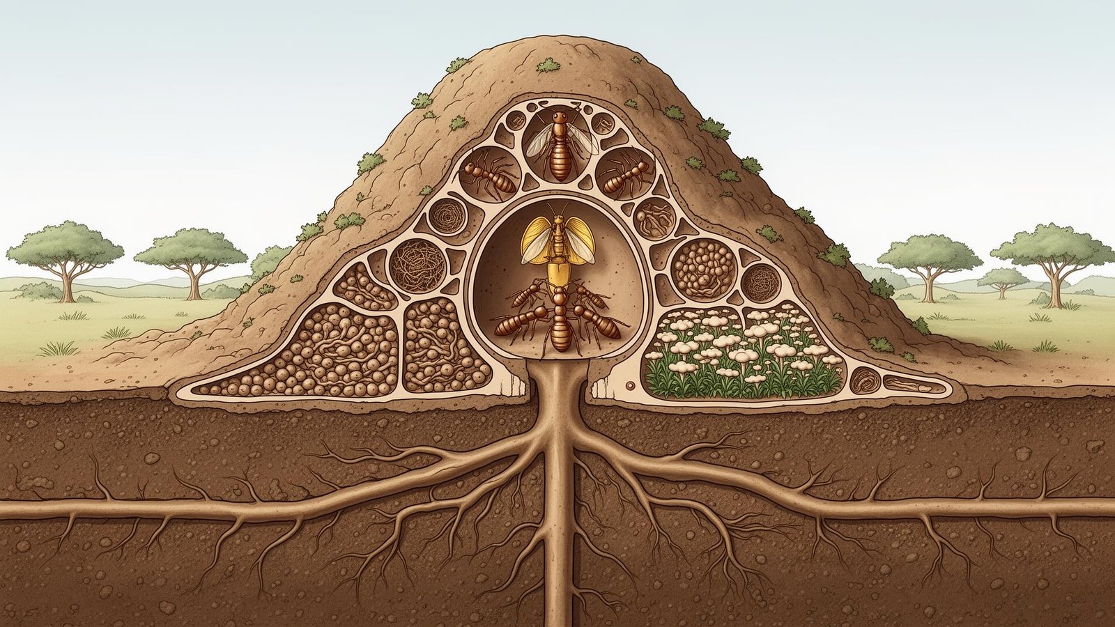 البنية الداخلية لمستعمرة النمل الأبيض