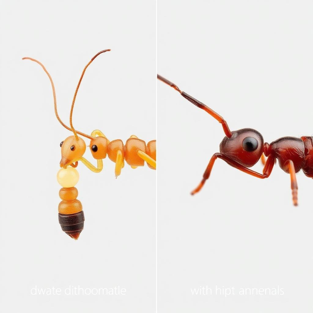 مقارنة قرون الاستشعار بين النمل الأبيض والنمل العادي