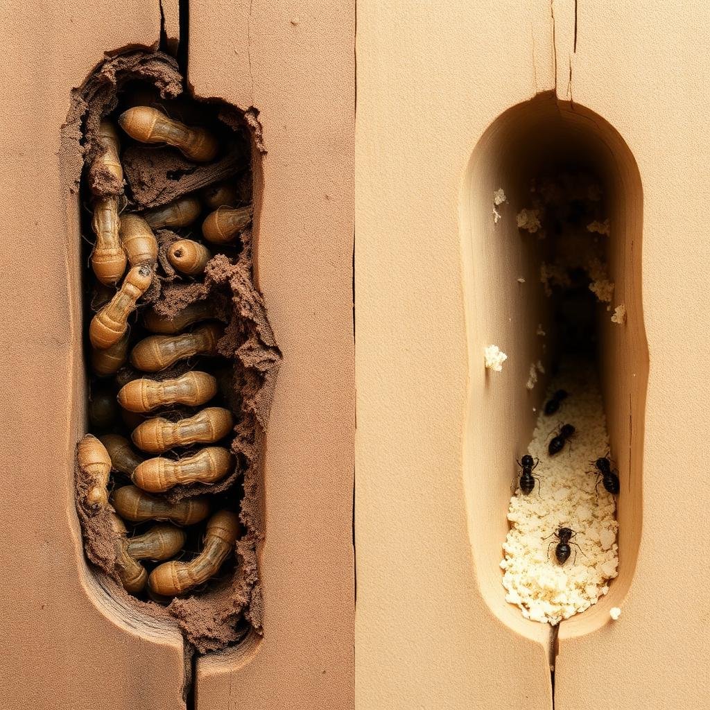 مقارنة الأضرار بين النمل الأبيض والنمل العادي