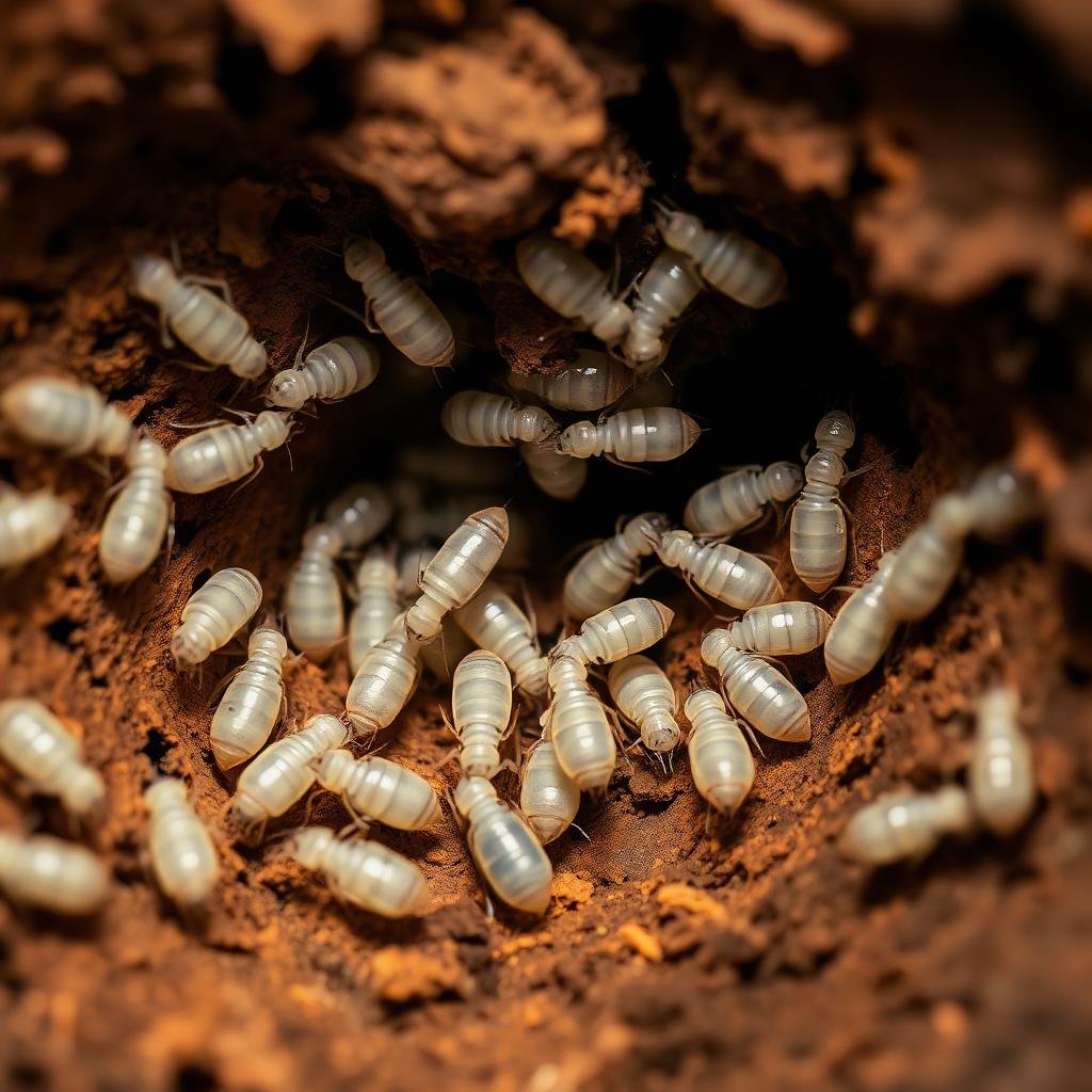 عمال النمل الأبيض يحفرون في الخشب