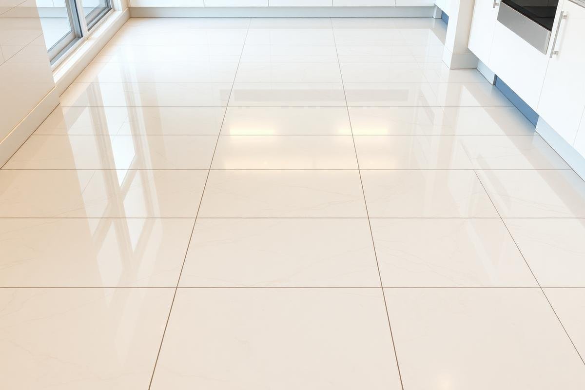 بلاط نظيف ولامع بعد التنظيف الاحترافي