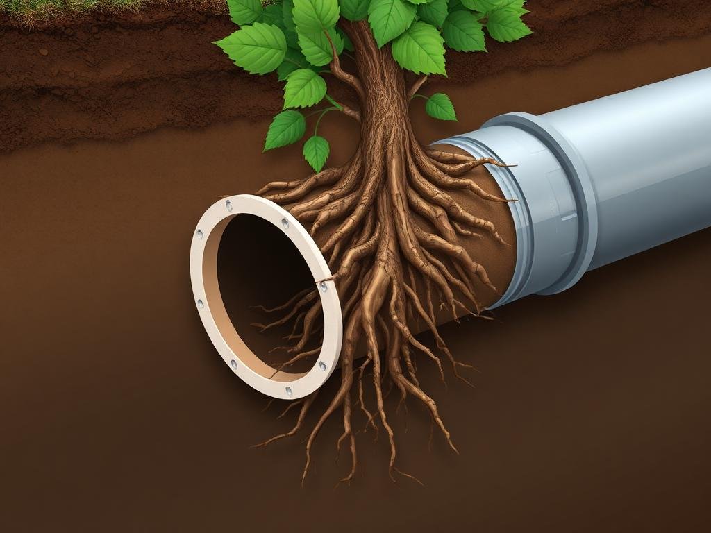 جذور الأشجار تخترق أنابيب الصرف