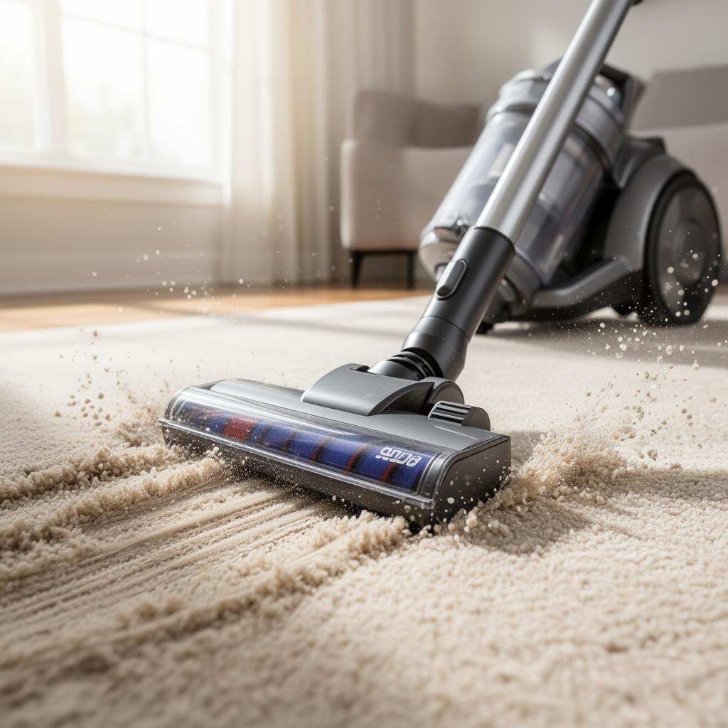 تنظيف السجاد بالمكنسة الكهربائية