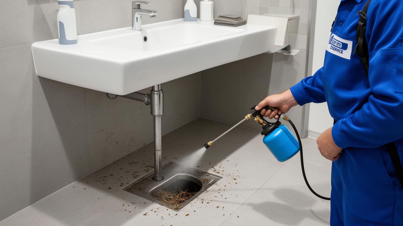 معالجة فتحات الصرف لمنع دخول الصراصير