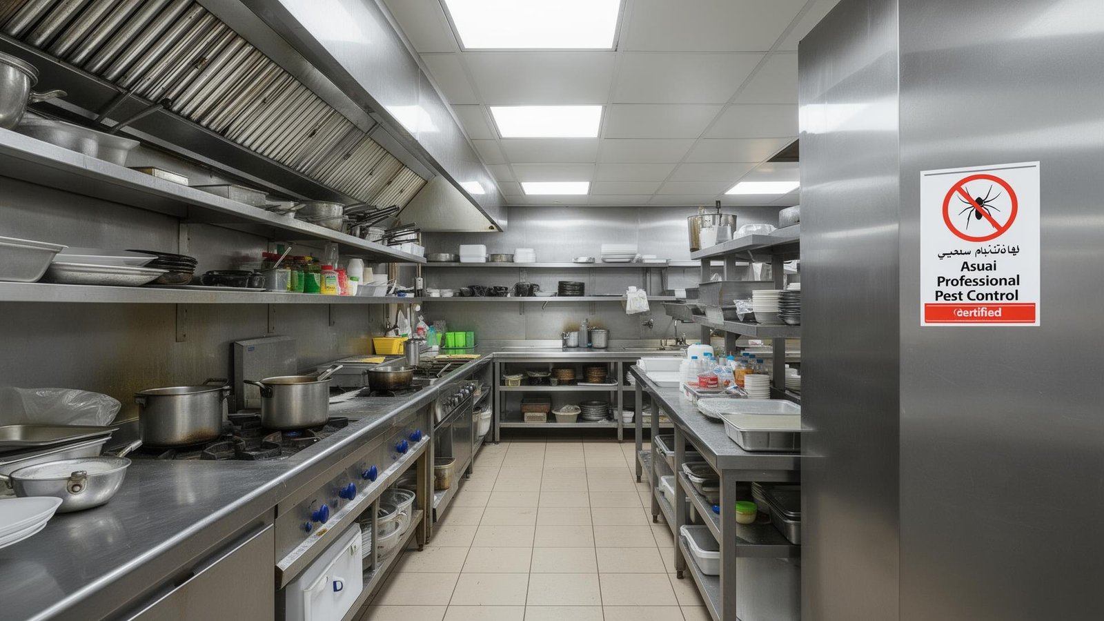 مطبخ تجاري نظيف خالٍ من الصراصير