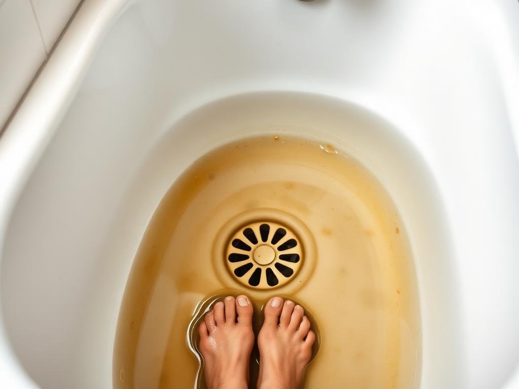 بانيو مسدود بمياه راكدة