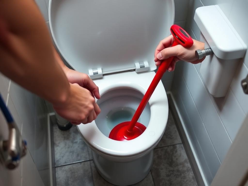 تسليك المرحاض المسدود بالمضخة