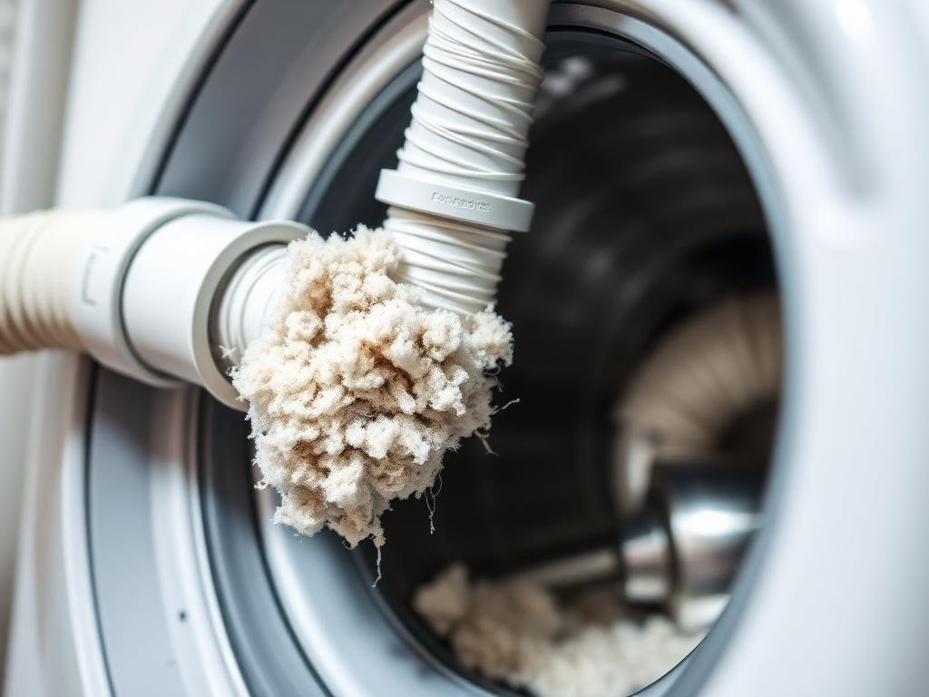 انسداد صرف الغسالة بسبب تراكم الوبر