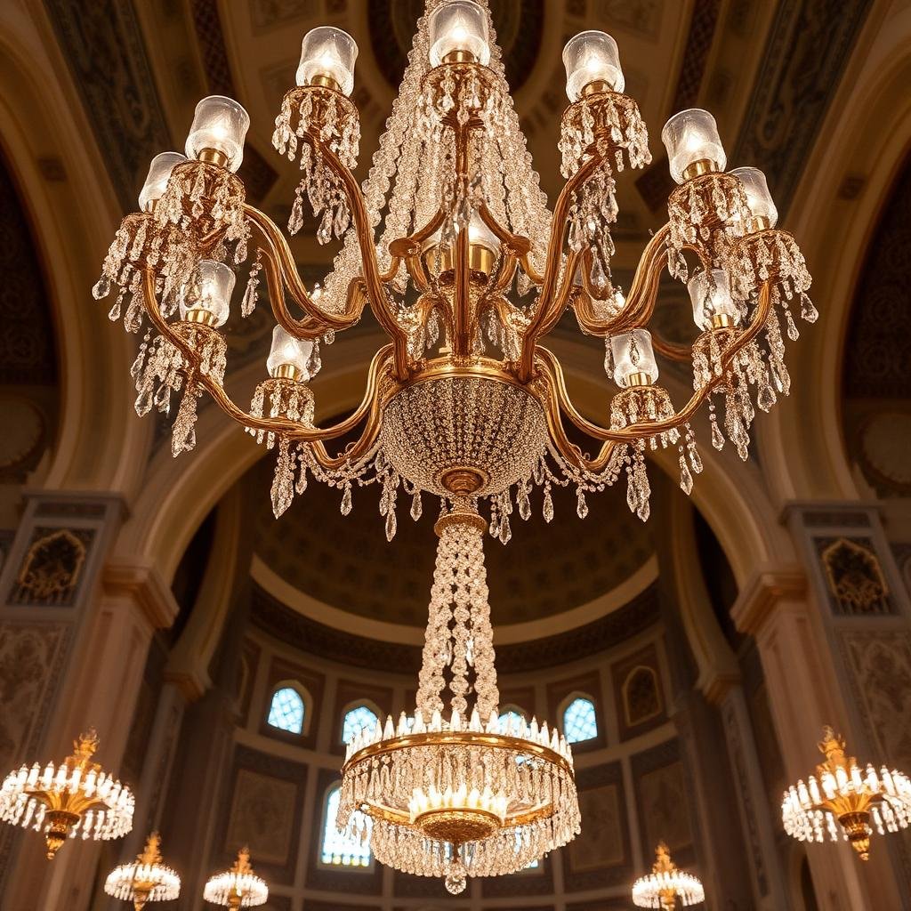 ثريا كريستال مسجد لامعة ونظيفة بالدمام