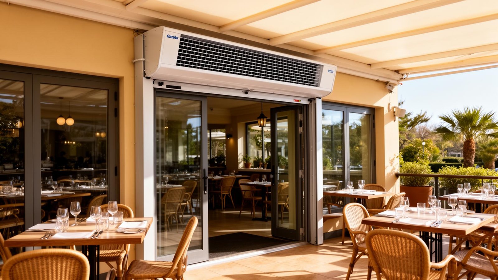 مطعم خالٍ من الحشرات مع ستارة هوائية