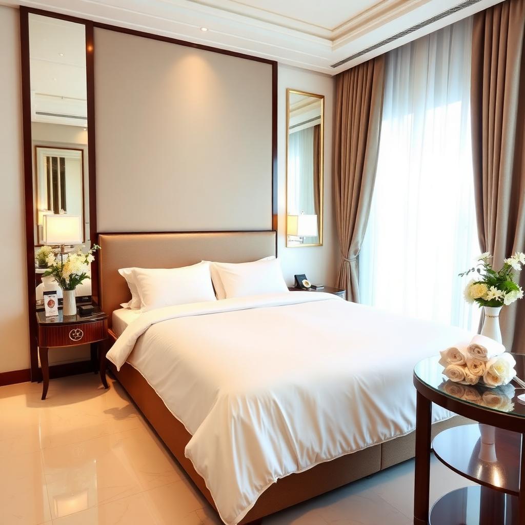 غرفة فندقية نظيفة ومرتبة بعد التنظيف الاحترافي