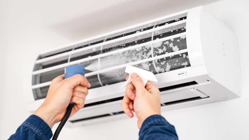 فني يقوم بغسيل المكيف الاسبليت بالفوم المتخصص في منزل بجدة