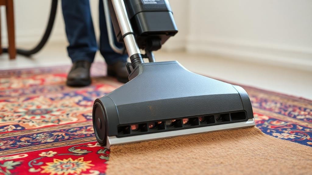 ماكينة غسيل السجاد الاحترافية تعمل على تنظيف سجادة فارسية في جدة