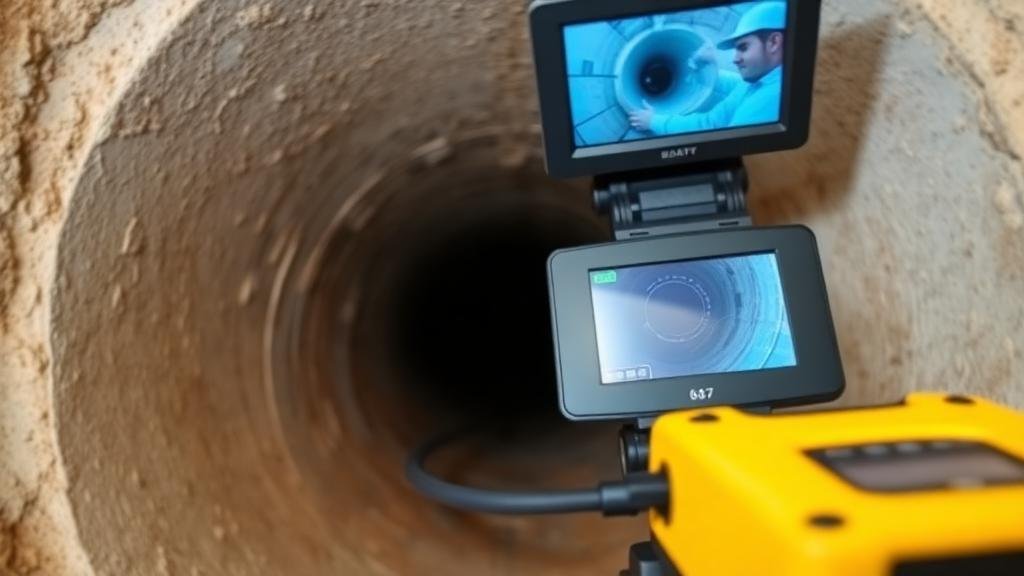 جهاز كاميرا فحص أنابيب الصرف مع شاشة تعرض داخل المجرى