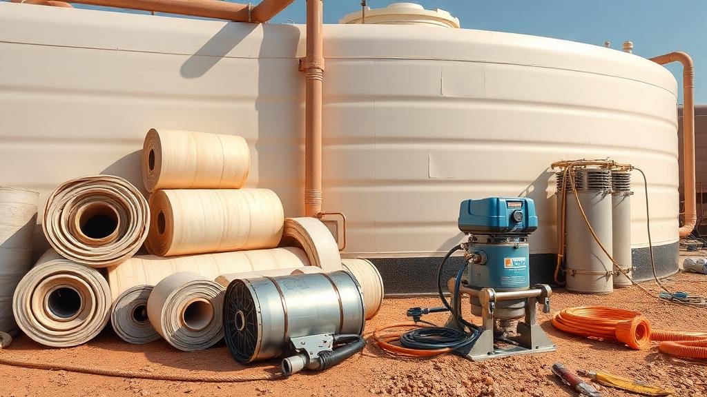 مواد ومعدات عزل الخزانات الاحترافية بما في ذلك لفات العزل الحراري ومعدات الرش