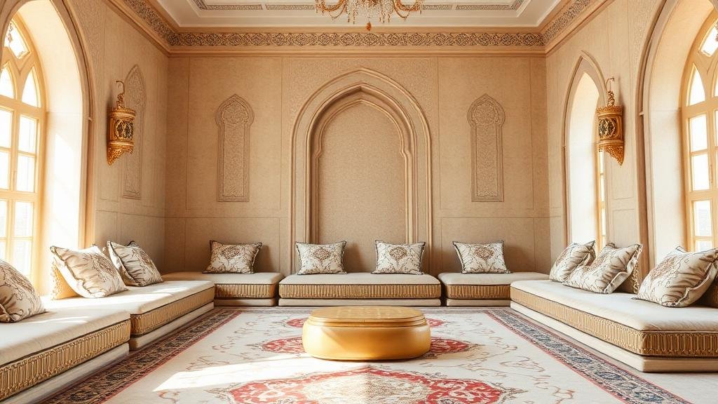 مجلس عربي تقليدي نظيف ومعطر بعد خدمة التنظيف الاحترافي في جدة