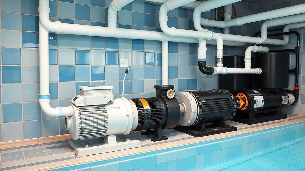 نظام مضخات وفلاتر المسبح الاحترافي مع أنابيب التوصيل في جدة