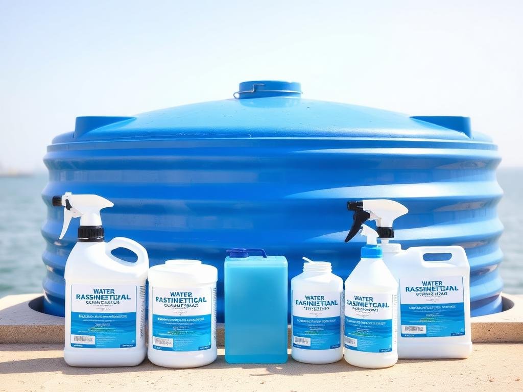 مواد تعقيم الخزانات بجدة - منتجات تطهير معتمدة أمام خزان مياه أزرق