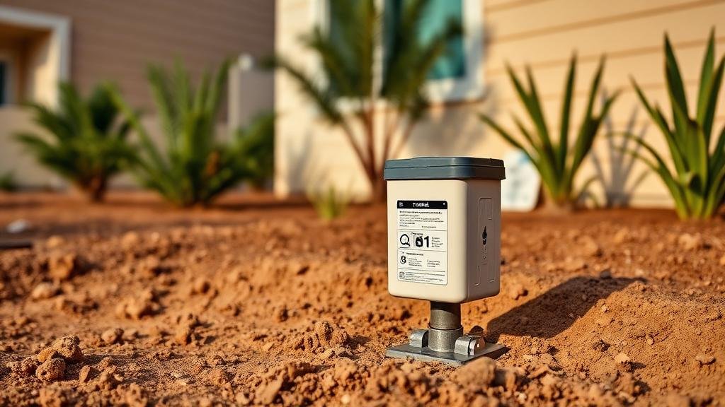 محطة طُعم النمل الأبيض مثبتة في تربة حديقة منزل بجدة