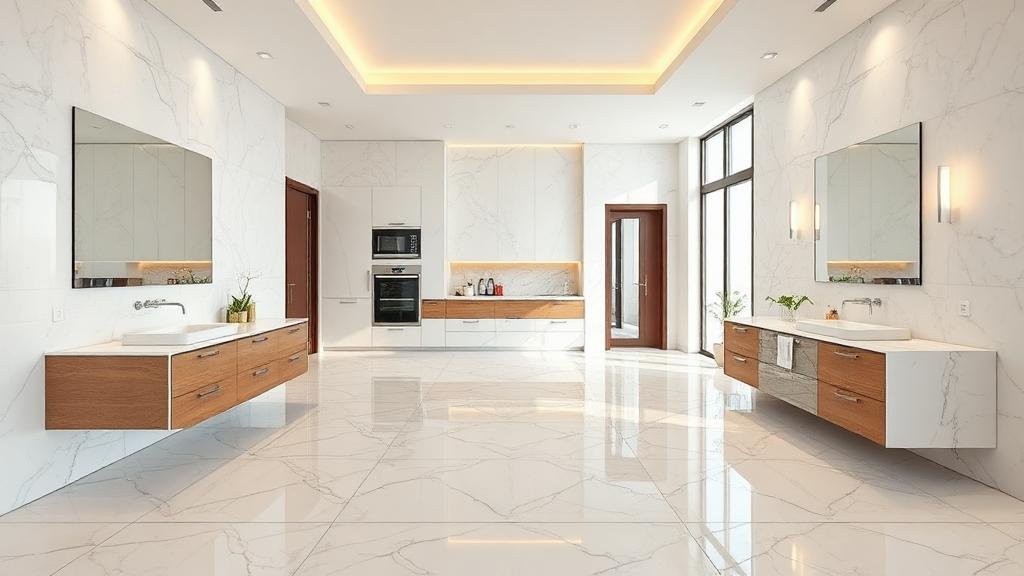 نتيجة تنظيف فيلا فاخرة في جدة مع أرضيات رخام لامعة ومطبخ نظيف