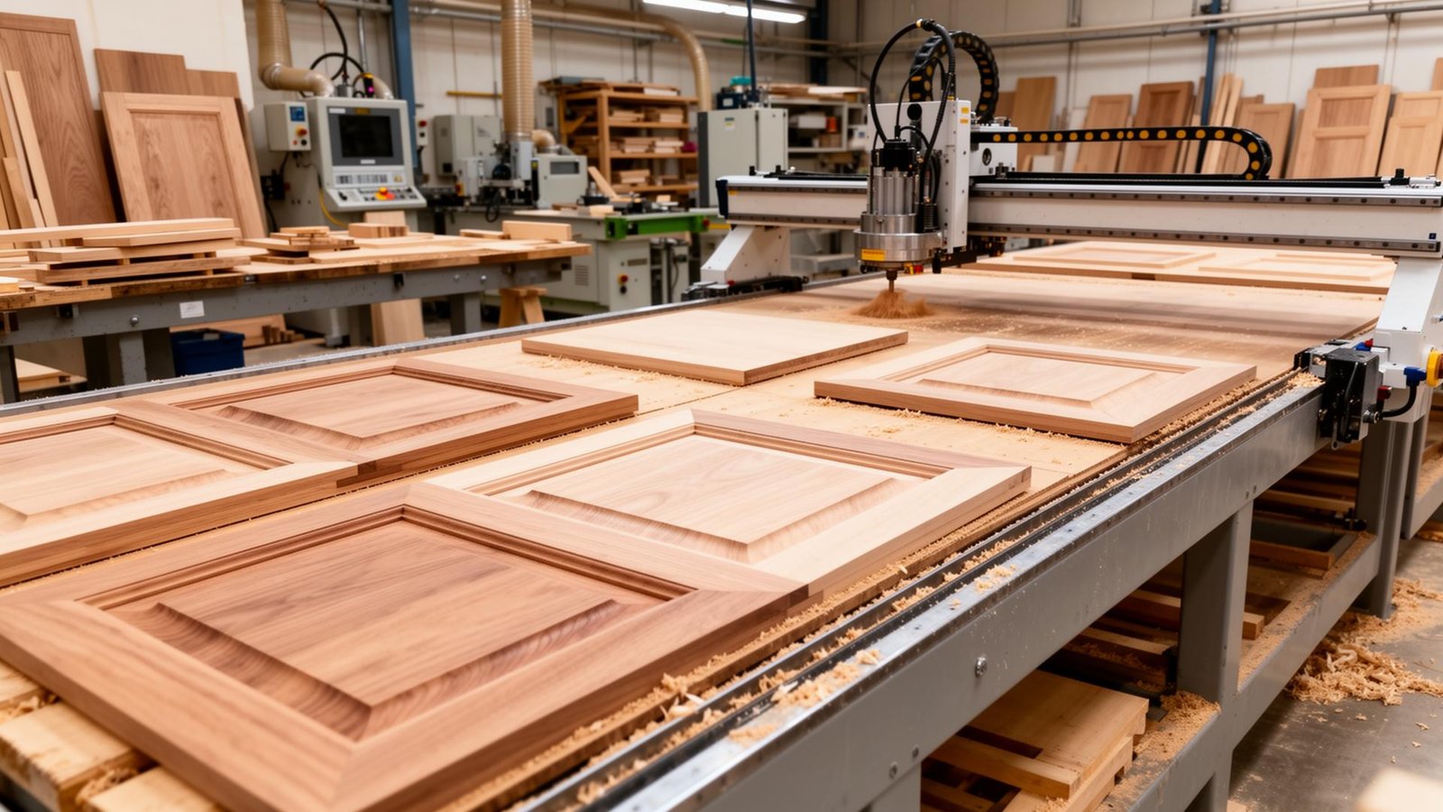 ورشة تصنيع أبواب المطابخ بماكينات CNC