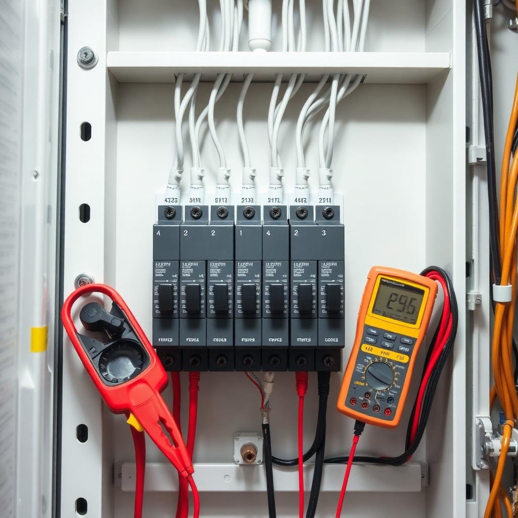 كهربائي يفحص لوحة كهربائية في فيلا بجدة