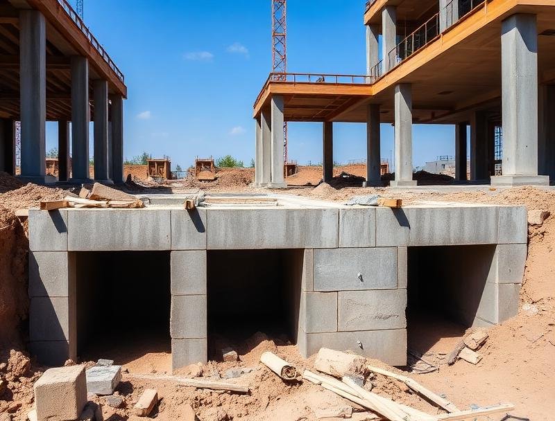 أساسات المبنى قبل رش النمل الأبيض في مكة