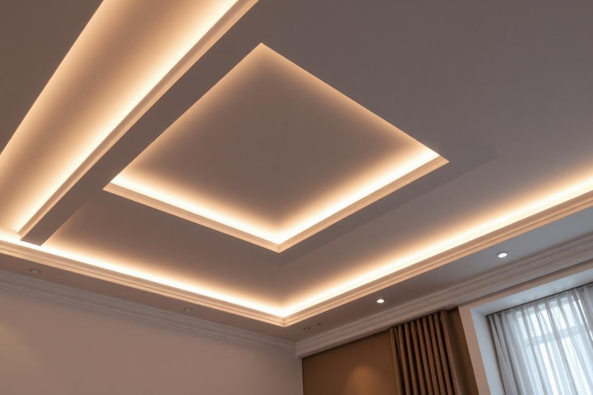 ديكور فوم للسقف مع إضاءة مخفية