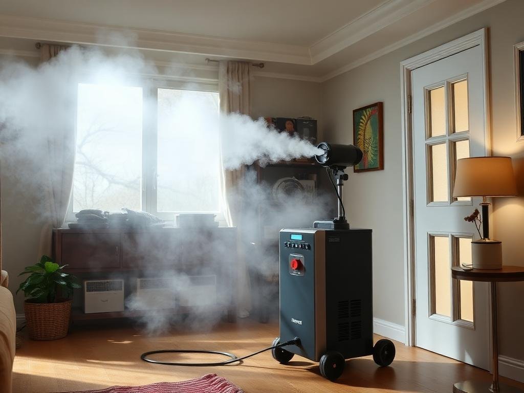 فني مكافحة حشرات يرش المبيدات بمعدات احترافية