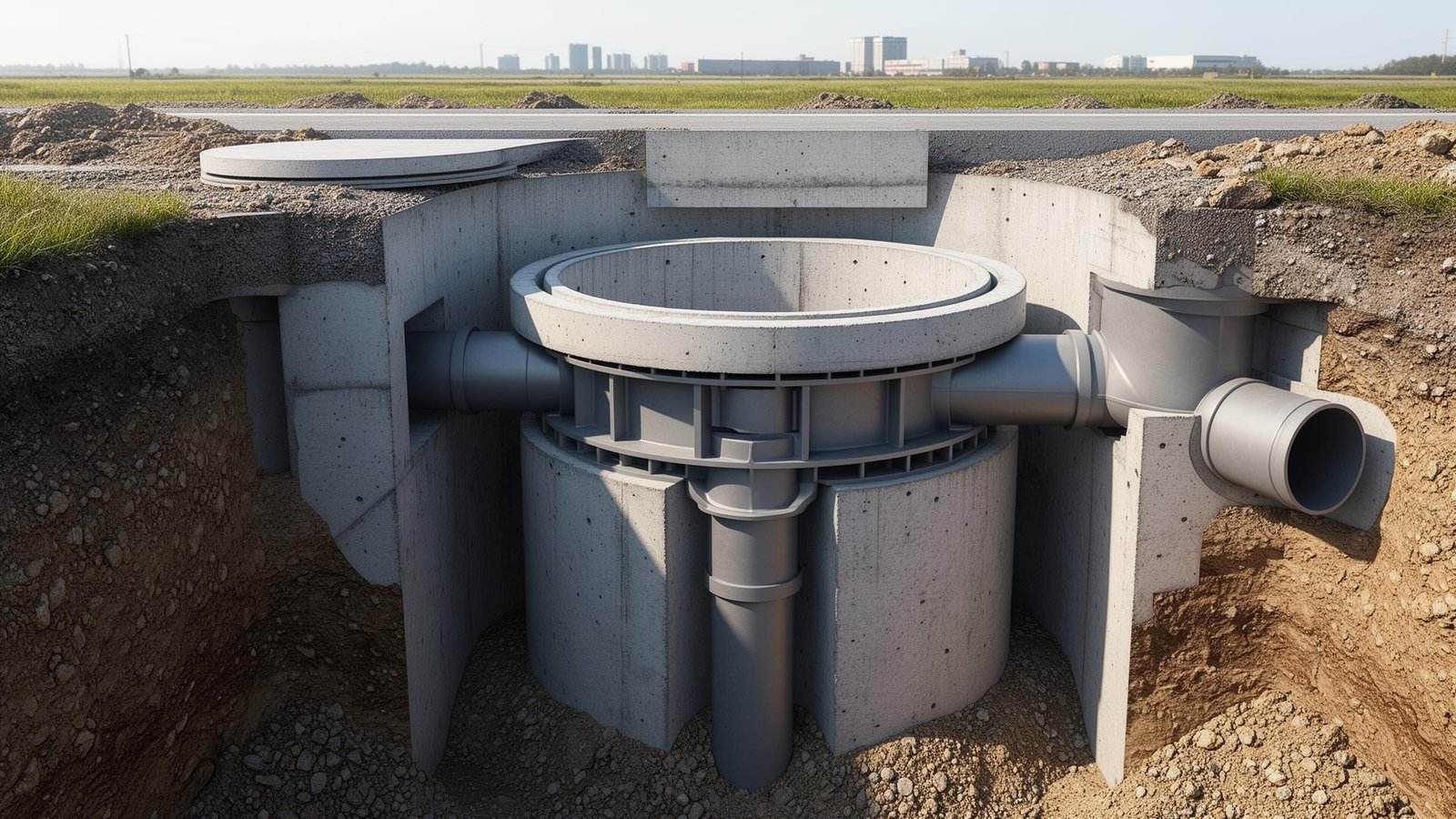 نظام غرف تفتيش الصرف الصحي الخرسانية